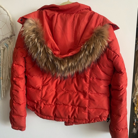 CALVIN KLEIN WINTER PUFFER JACKET | Size Med. | Rust Orange | winter coat | fur - Picture 6 of 8